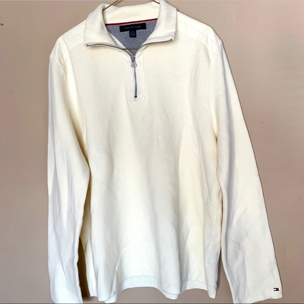 Tommy hilfiger cream quarter zip pullover